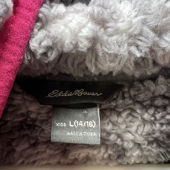 Eddie Bauer Full Zip Sherpa Fleece Hoodie Jacket Youth Girls Size Large 14/16 - Picture 8 of 12